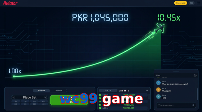 Main screen of Wc99 Game aviator page for PK players